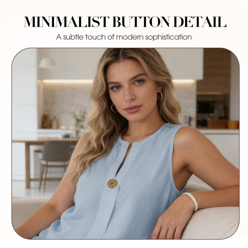 Minimalistisk ärmlös topp och byxor med vida ben