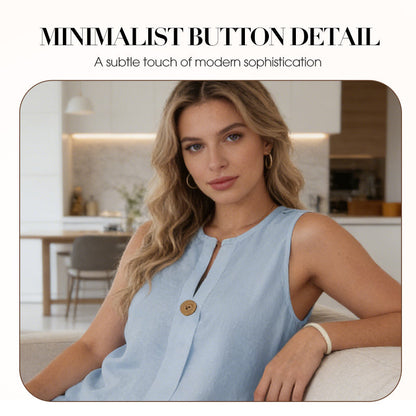 Minimalistisk ärmlös topp och byxor med vida ben