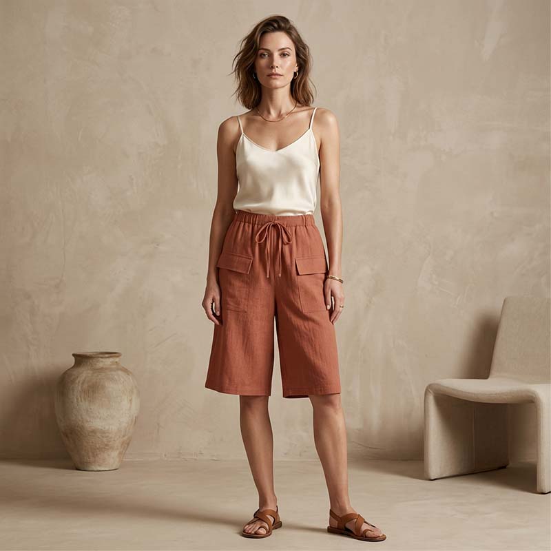 （S-4XL）Casual capri-shorts med snörning för damer