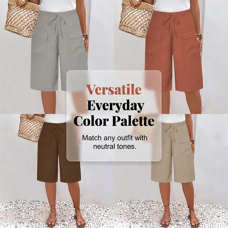 （S-4XL）Casual capri-shorts med snörning för damer