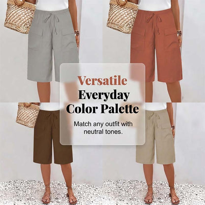 （S-4XL）Casual capri-shorts med snörning för damer