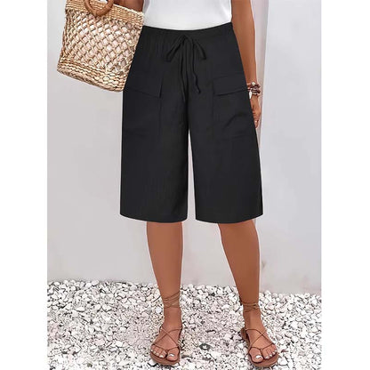 （S-4XL）Casual capri-shorts med snörning för damer