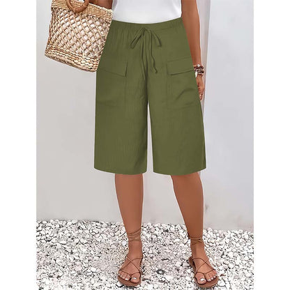 （S-4XL）Casual capri-shorts med snörning för damer