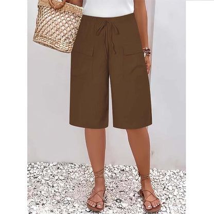 （S-4XL）Casual capri-shorts med snörning för damer