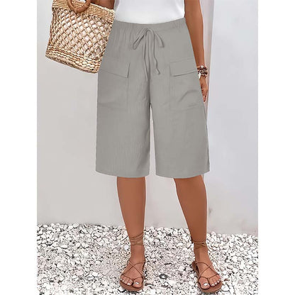 （S-4XL）Casual capri-shorts med snörning för damer