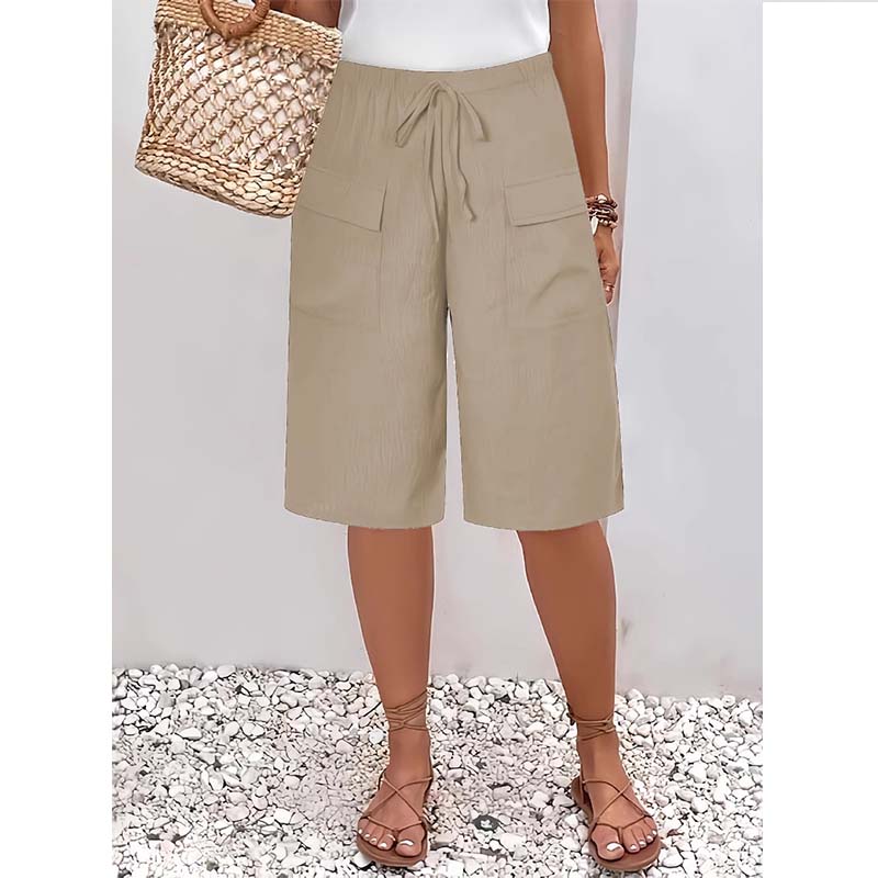 （S-4XL）Casual capri-shorts med snörning för damer