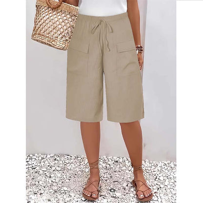 （S-4XL）Casual capri-shorts med snörning för damer