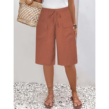 （S-4XL）Casual capri-shorts med snörning för damer