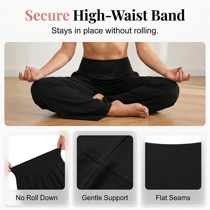 Yogabyxor och mysbyxor med hög midja och fickor för damer