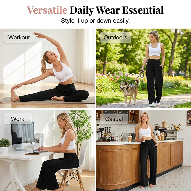 Yogabyxor och mysbyxor med hög midja och fickor för damer