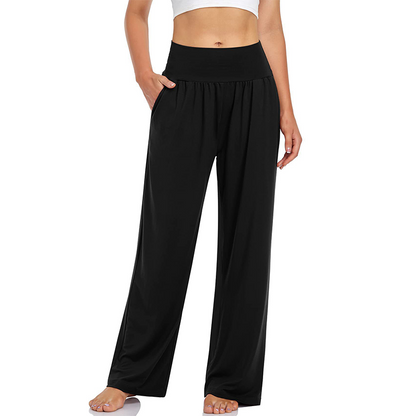Yogabyxor och mysbyxor med hög midja och fickor för damer