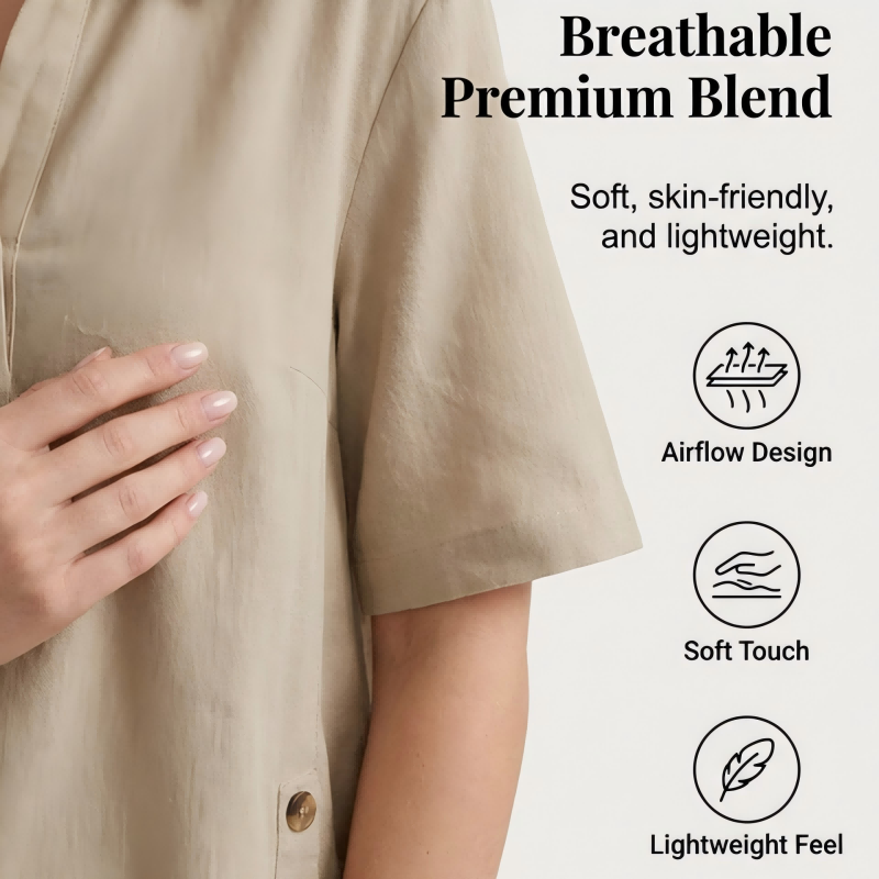 👕 BEGRÄNSAD TID: 50 % RABATT! ✨ 2-delat set för dam – avslappnad passform, polokrage, sommar