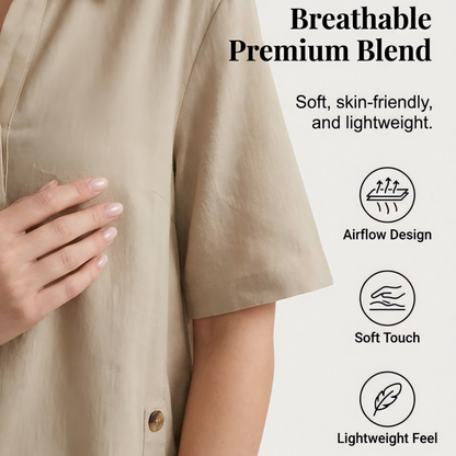 👕 BEGRÄNSAD TID: 50 % RABATT! ✨ 2-delat set för dam – avslappnad passform, polokrage, sommar