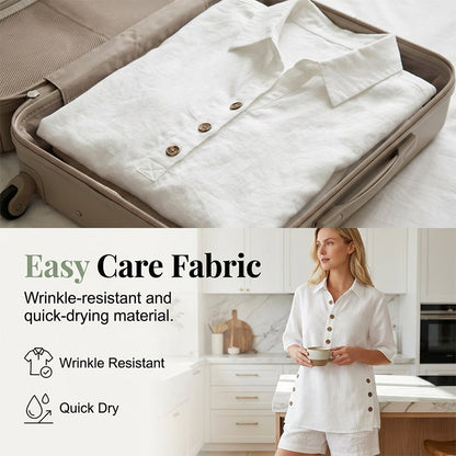 👕 BEGRÄNSAD TID: 50 % RABATT! ✨ 2-delat set för dam – avslappnad passform, polokrage, sommar