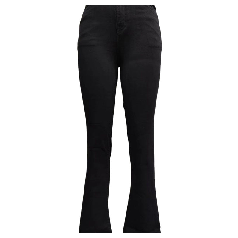 Jeans med hög midja och utsvängda ben i stretch för dam