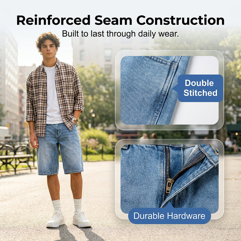 Casual jeansshorts med vida ben för män