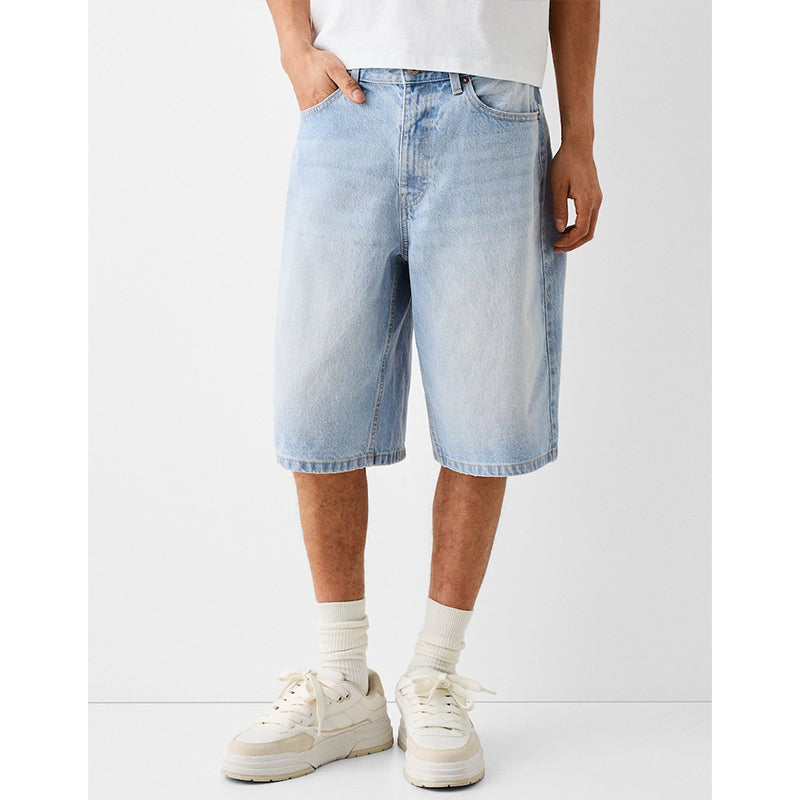 Casual jeansshorts med vida ben för män