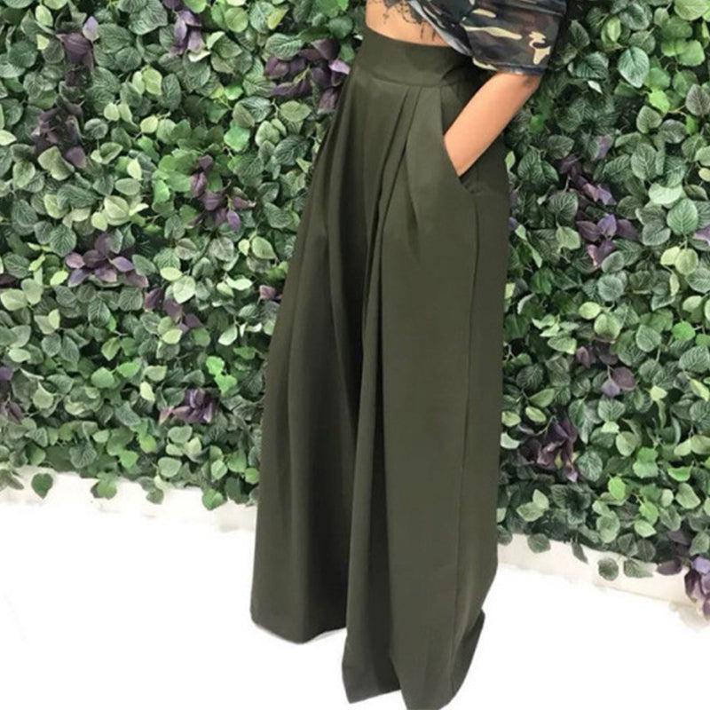 👖 50% RABATT NU!✨ Dam Elegant Hög Midja Byxor – Vid Ben & Sidofickor – Mjuk Andningsbar Blandning Byxor i 15 Färger 🌿