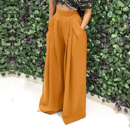 👖 50% RABATT NU!✨ Dam Elegant Hög Midja Byxor – Vid Ben & Sidofickor – Mjuk Andningsbar Blandning Byxor i 15 Färger 🌿