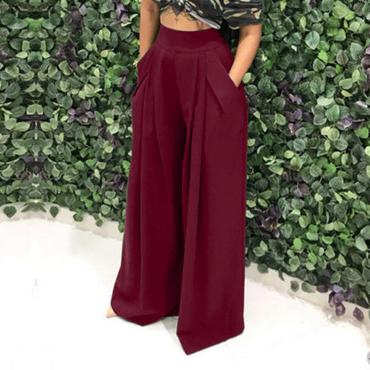 👖 50% RABATT NU!✨ Dam Elegant Hög Midja Byxor – Vid Ben & Sidofickor – Mjuk Andningsbar Blandning Byxor i 15 Färger 🌿