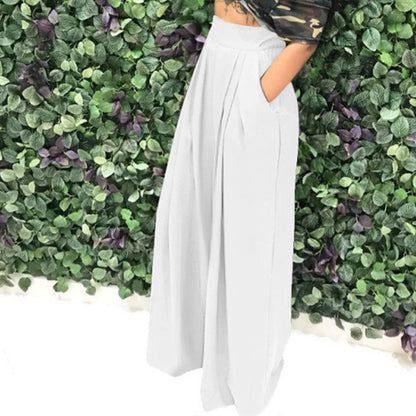 👖 50% RABATT NU!✨ Dam Elegant Hög Midja Byxor – Vid Ben & Sidofickor – Mjuk Andningsbar Blandning Byxor i 15 Färger 🌿