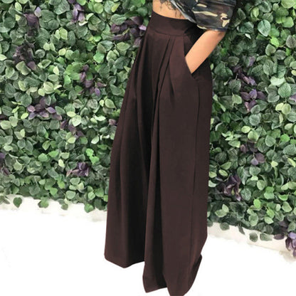 👖 50% RABATT NU!✨ Dam Elegant Hög Midja Byxor – Vid Ben & Sidofickor – Mjuk Andningsbar Blandning Byxor i 15 Färger 🌿
