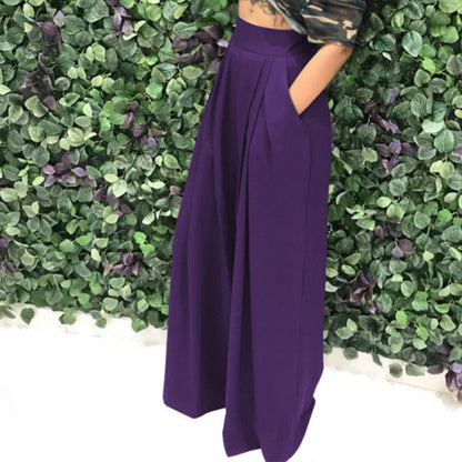 👖 50% RABATT NU!✨ Dam Elegant Hög Midja Byxor – Vid Ben & Sidofickor – Mjuk Andningsbar Blandning Byxor i 15 Färger 🌿