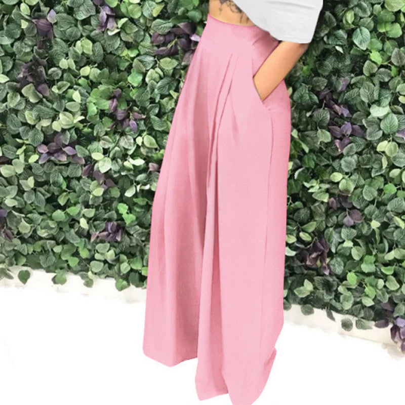 👖 50% RABATT NU!✨ Dam Elegant Hög Midja Byxor – Vid Ben & Sidofickor – Mjuk Andningsbar Blandning Byxor i 15 Färger 🌿