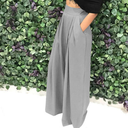 👖 50% RABATT NU!✨ Dam Elegant Hög Midja Byxor – Vid Ben & Sidofickor – Mjuk Andningsbar Blandning Byxor i 15 Färger 🌿