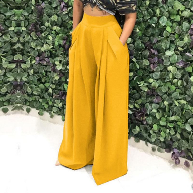 👖 50% RABATT NU!✨ Dam Elegant Hög Midja Byxor – Vid Ben & Sidofickor – Mjuk Andningsbar Blandning Byxor i 15 Färger 🌿