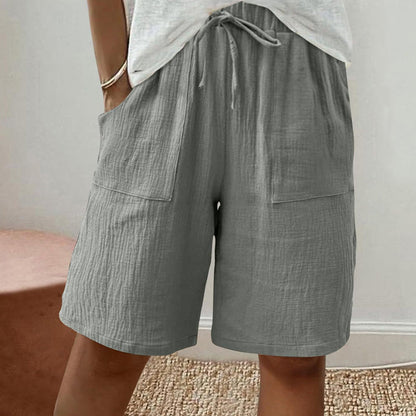 Höga shorts i bomull och linne med resår i midjan för damer