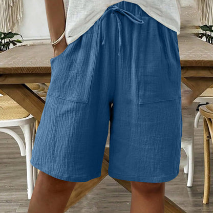 Höga shorts i bomull och linne med resår i midjan för damer