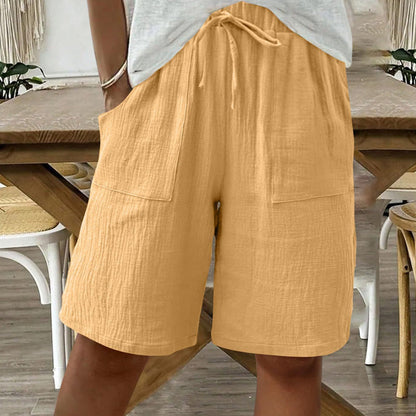 Höga shorts i bomull och linne med resår i midjan för damer