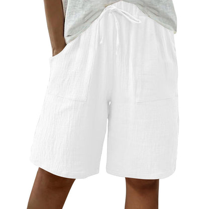 Höga shorts i bomull och linne med resår i midjan för damer