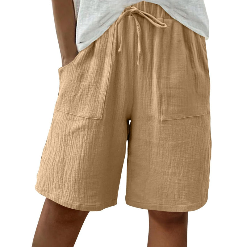 Höga shorts i bomull och linne med resår i midjan för damer