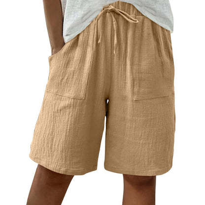 Höga shorts i bomull och linne med resår i midjan för damer