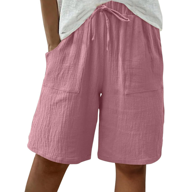 Höga shorts i bomull och linne med resår i midjan för damer
