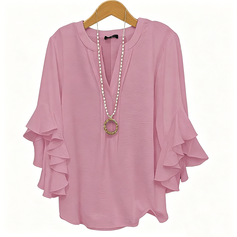 👚 50% RABATT NU!🦋 Dam V-ringad Volangtopp – Flödande & Lätt – Elegant Casual Blus ✨