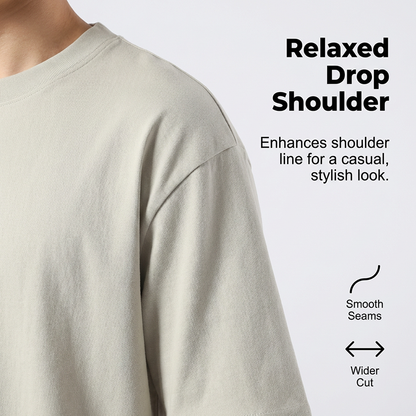 T-shirt i enfärgat tyg med neddragna axlar för män