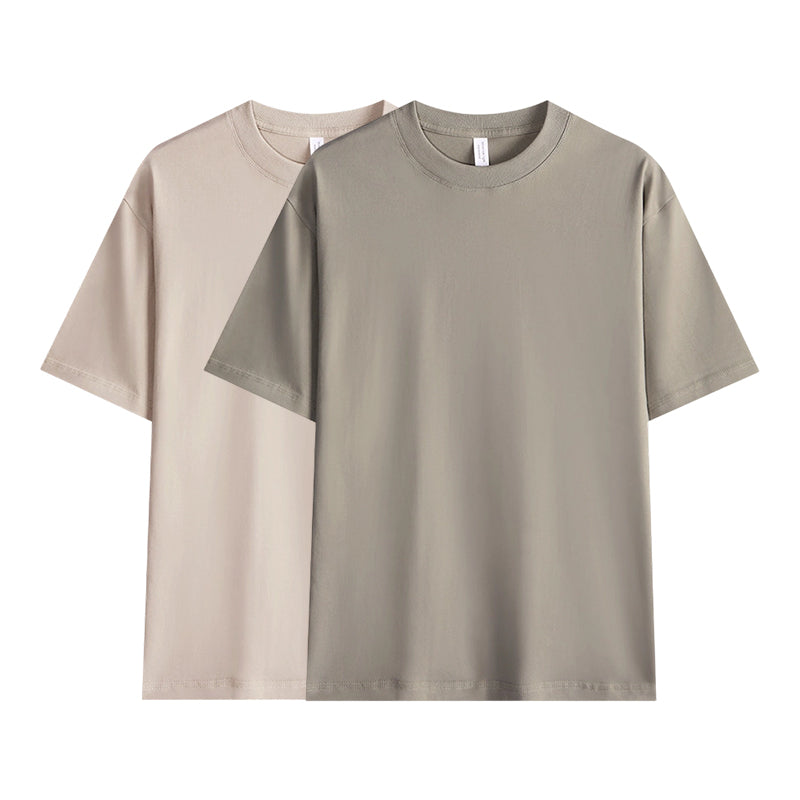 T-shirt i enfärgat tyg med neddragna axlar för män