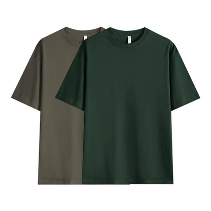 T-shirt i enfärgat tyg med neddragna axlar för män