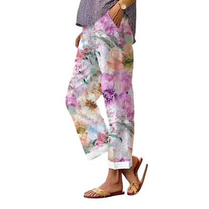 Casualbyxor med blommönster för dam