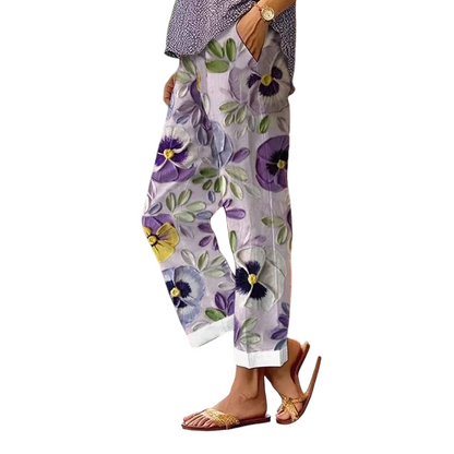 Casualbyxor med blommönster för dam