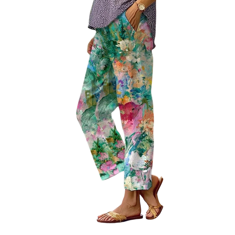 Casualbyxor med blommönster för dam