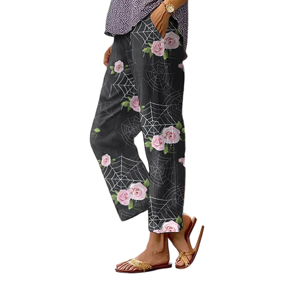 Casualbyxor med blommönster för dam