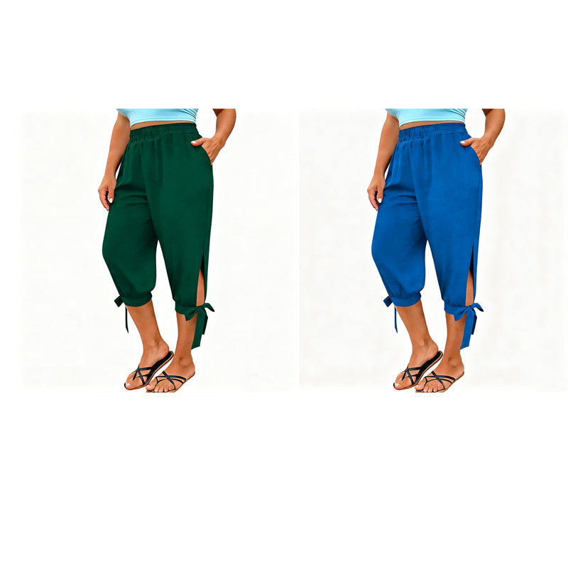 👖 NU HALVA PRISET 50% RABATT! ✨ Capribyxor för damer med elastisk midja  Bekväma snygga dambyxor i alla storlekar 🎉