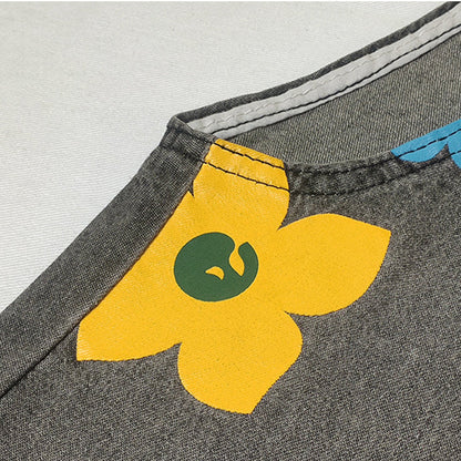 Casual jumpsuit i denim med blommönster för dam