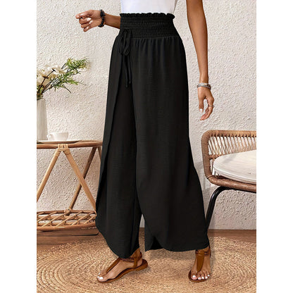 Avslappnade byxor med vida ben och insatser för dam