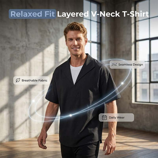 T-shirt i enfärgat tyg med avslappnad passform och lager-på-lager-look