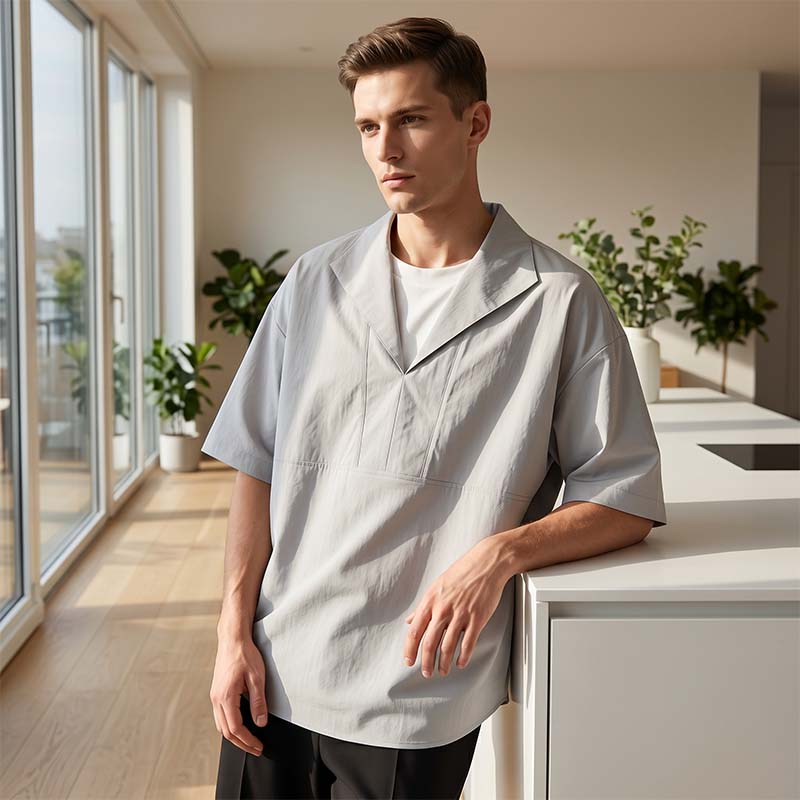 T-shirt i enfärgat tyg med avslappnad passform och lager-på-lager-look